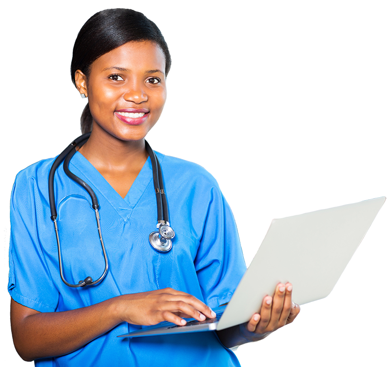 nurse holding laptop